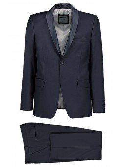 elegantný tmavomodrý svadobný smoking