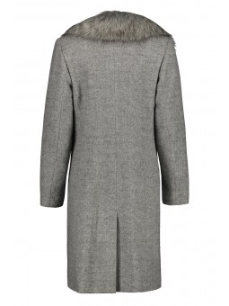 sivý klasický dámsky kabát s odopínateľnou kožušinkou