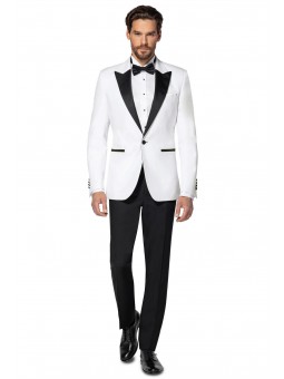 Smoking alb cu rever negru...