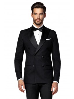 Elegantný čierny dvojradový...